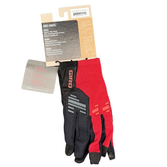 Giro Havoc Adult Gloves Large 4X Suede Red & Black Cycling - Picture 2 of 5